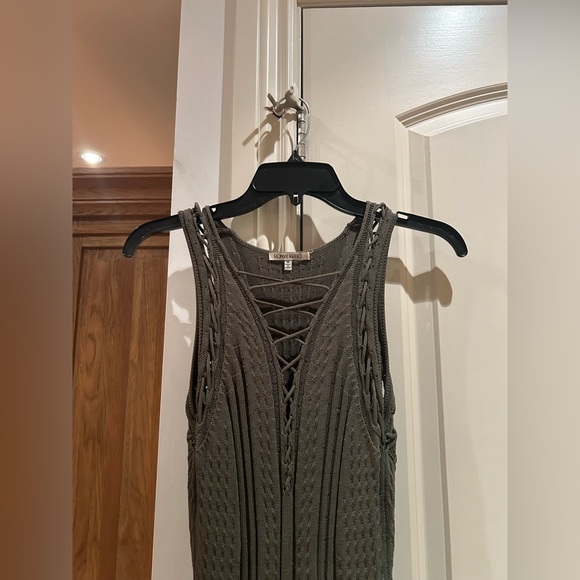 RONNY KOBO green knit v neck green dress bodycon medium - Picture 3 of 11